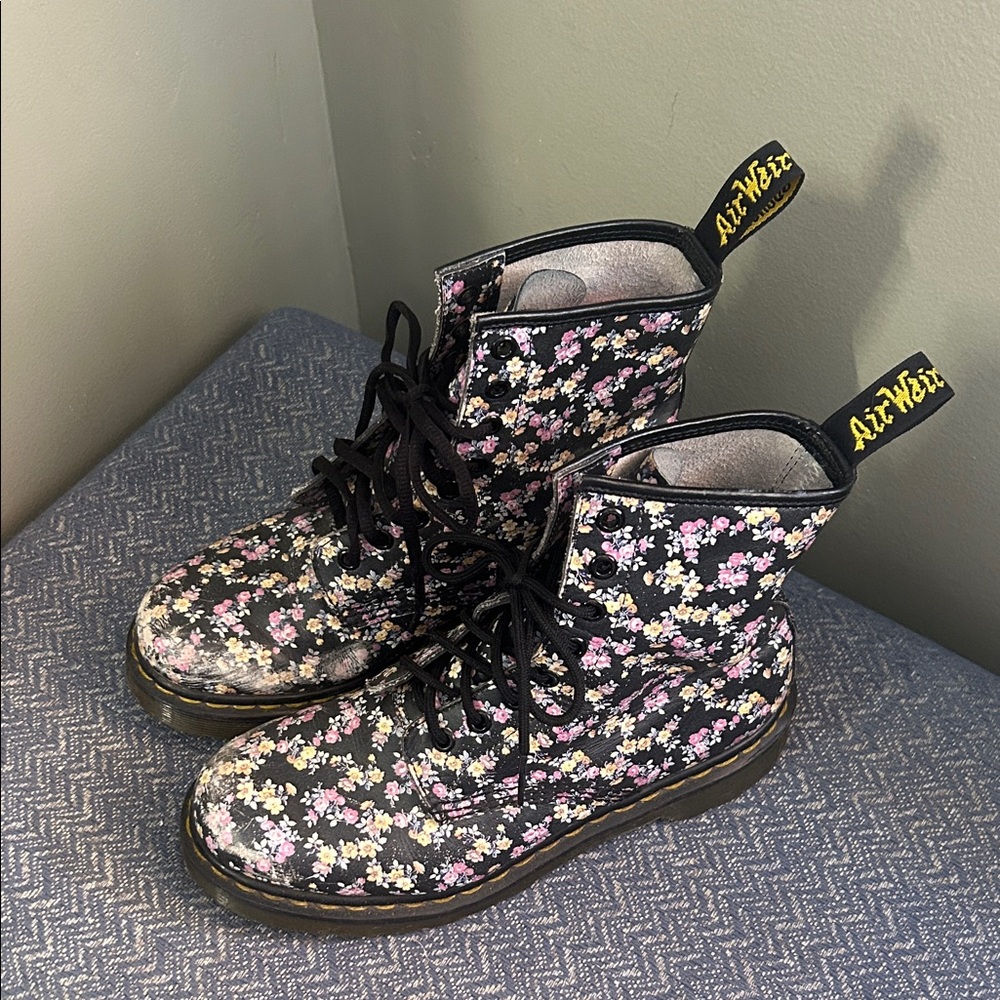 Dr. Martens Black Floral Boots